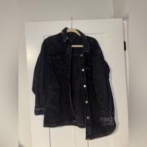 DIVIDED H&M Black Longline Denim Jacket